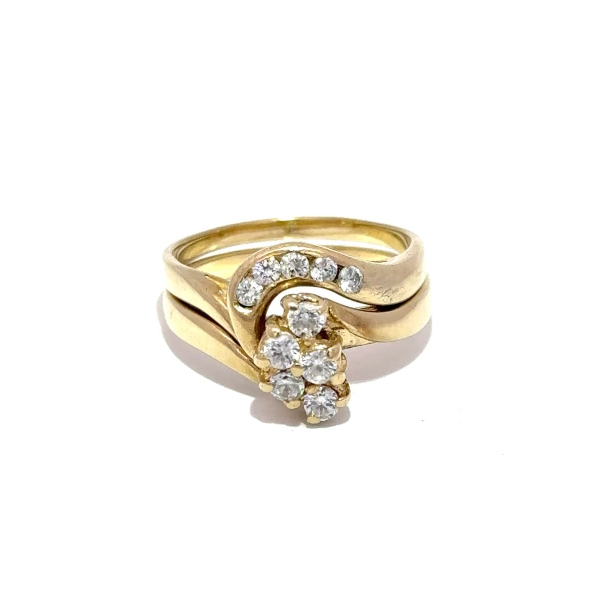 9ct Yellow Gold Cubic Zirconia Cluster Bypass 2 Ring Set - Mega Cash Sydney