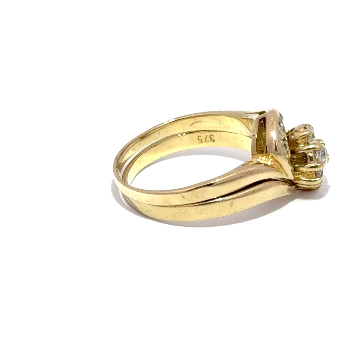 9ct Yellow Gold Cubic Zirconia Cluster Bypass 2 Ring Set - Mega Cash Sydney