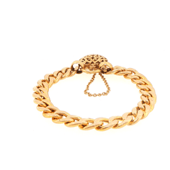 9ct Yellow Gold Curb Link Charm Bracelet with Heart Padlock - Mega Cash Sydney