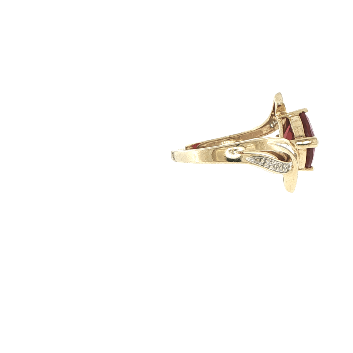 9ct Yellow Gold Cushion-Cut Bypass Garnet Cocktail Ring - Mega Cash Sydney