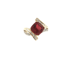 9ct Yellow Gold Cushion-Cut Bypass Garnet Cocktail Ring - Mega Cash Sydney