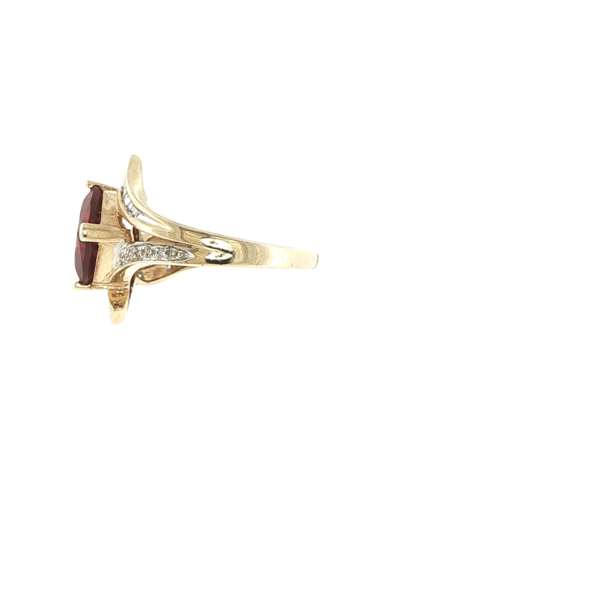 9ct Yellow Gold Cushion-Cut Bypass Garnet Cocktail Ring - Mega Cash Sydney