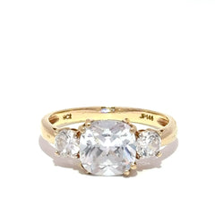 9ct Yellow Gold Cushion Cut Three-Stone Diamond Ring - Mega Cash Sydney