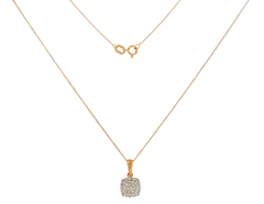 9ct Yellow Gold Cushion-Shaped Diamond Cluster Pendant Necklace - Mega Cash Sydney