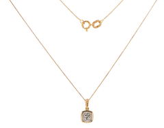 9ct Yellow Gold Cushion-Shaped Diamond Cluster Pendant Necklace - Mega Cash Sydney