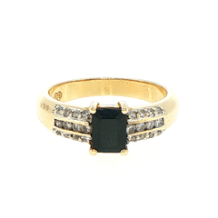 9ct Yellow Gold Deep Blue Sapphire and Diamond Multistone Ring - Mega Cash Sydney