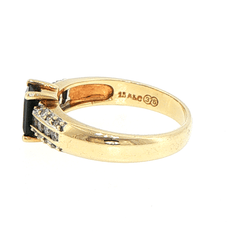 9ct Yellow Gold Deep Blue Sapphire and Diamond Multistone Ring - Mega Cash Sydney