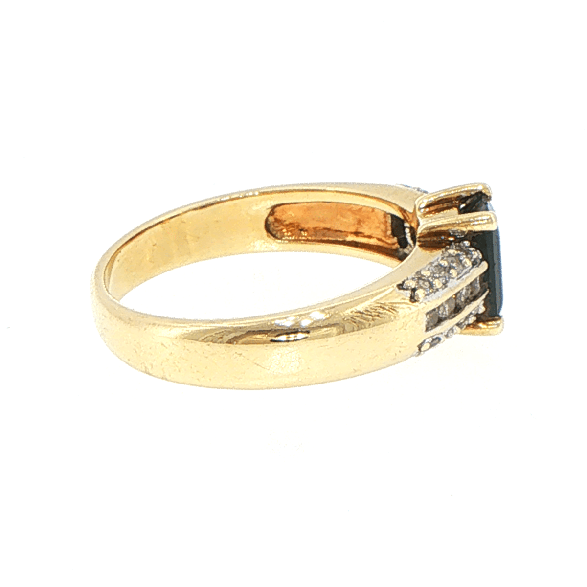 9ct Yellow Gold Deep Blue Sapphire and Diamond Multistone Ring - Mega Cash Sydney