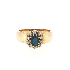 9ct Yellow Gold Deep Blue Sapphire Halo Ring - Mega Cash Sydney