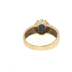 9ct Yellow Gold Deep Blue Sapphire Halo Ring - Mega Cash Sydney