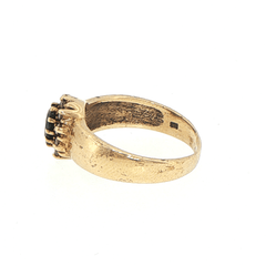 9ct Yellow Gold Deep Blue Sapphire Halo Ring - Mega Cash Sydney