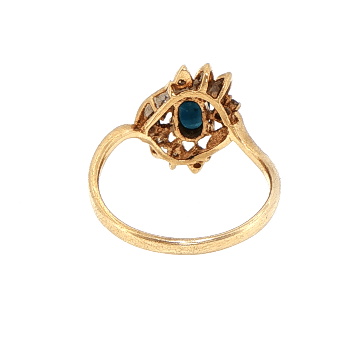 9ct Yellow Gold Deep Blue Sapphire Starburst Cocktail Ring - Mega Cash Sydney