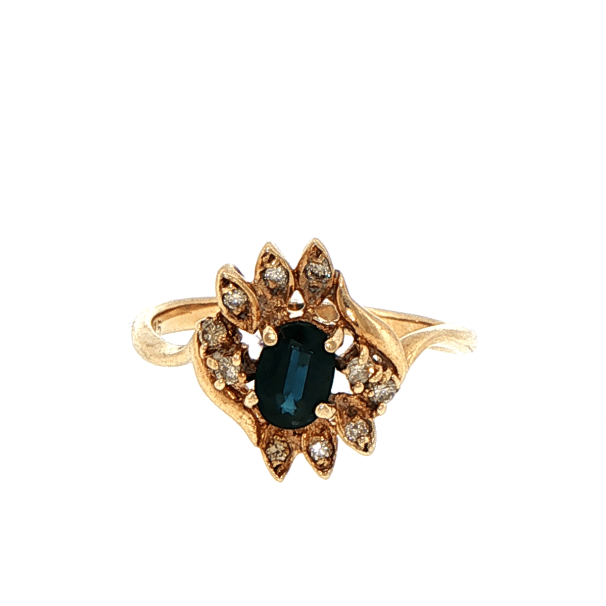 9ct Yellow Gold Deep Blue Sapphire Starburst Cocktail Ring - Mega Cash Sydney