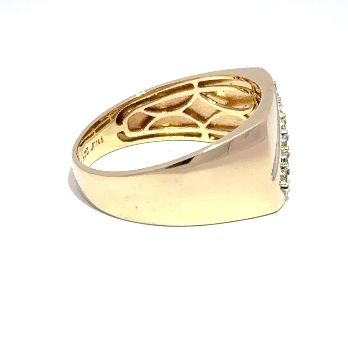 9ct Yellow Gold Diagonal Diamond Signet Ring - Mega Cash Sydney