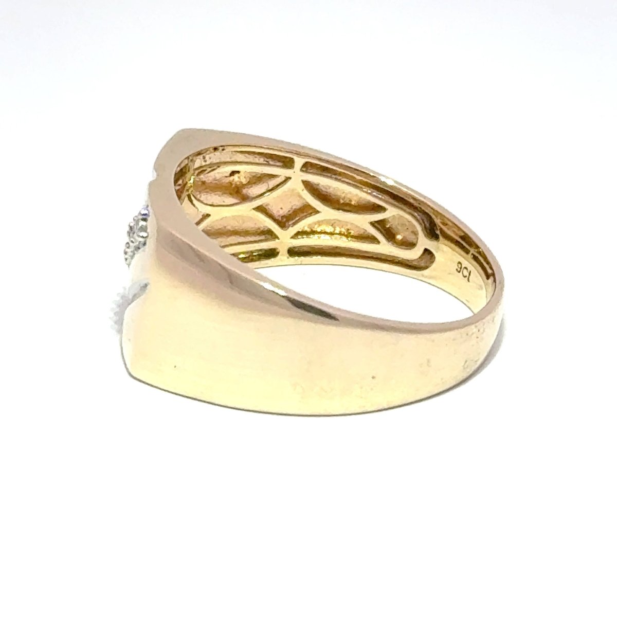 9ct Yellow Gold Diagonal Diamond Signet Ring - Mega Cash Sydney