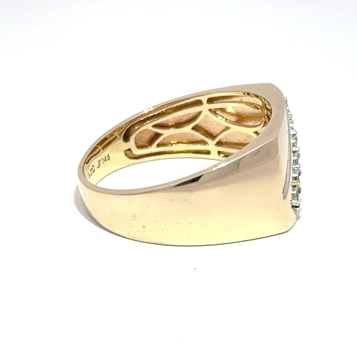 9ct Yellow Gold Diagonal Diamond Signet Ring - Mega Cash Sydney