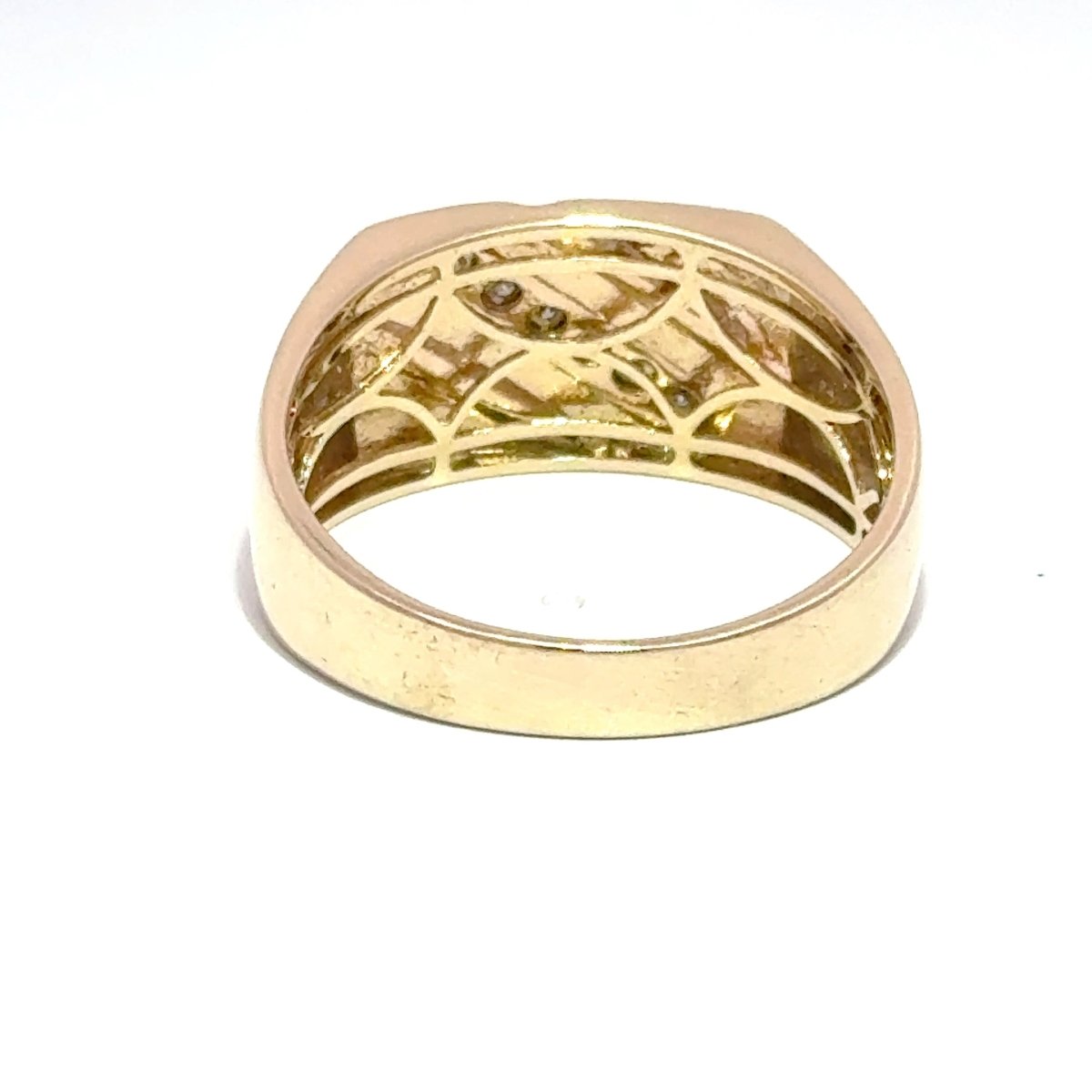 9ct Yellow Gold Diagonal Diamond Signet Ring - Mega Cash Sydney