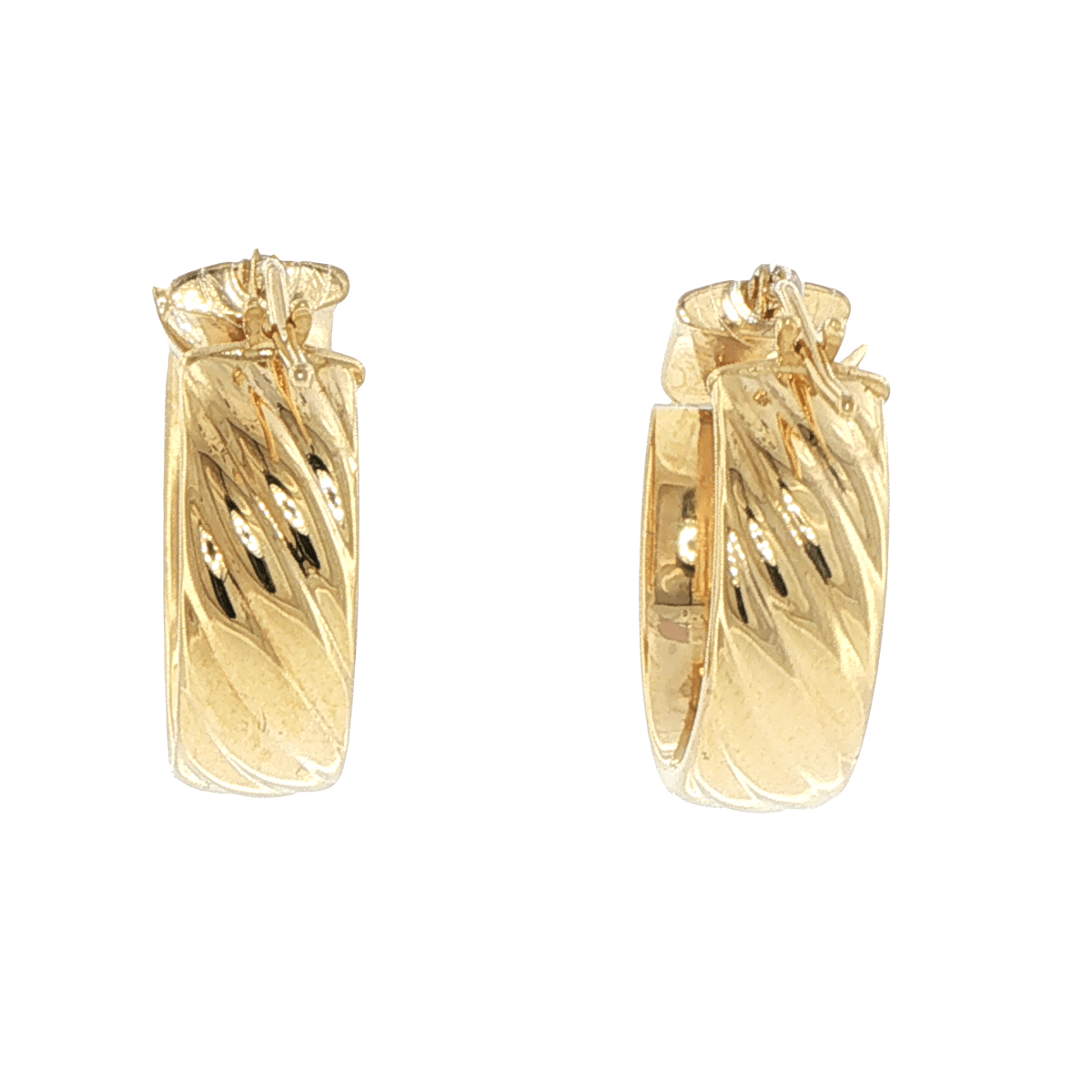 9ct Yellow Gold Diagonal Ribbed Hoop Earrings - Mega Cash Sydney