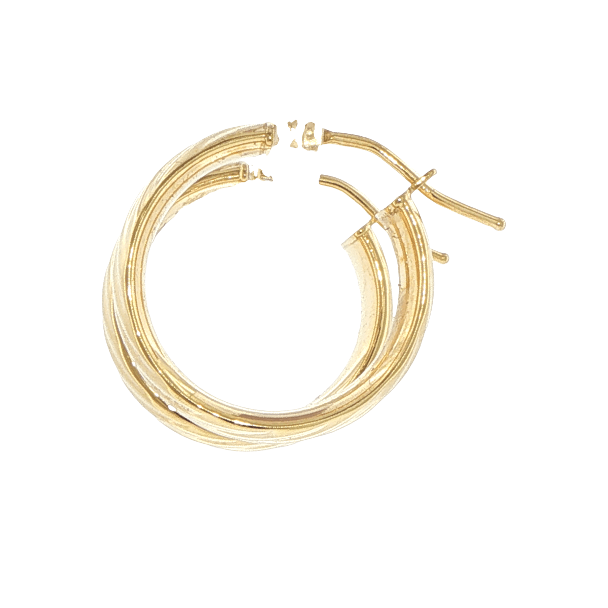9ct Yellow Gold Diagonal Ribbed Hoop Earrings - Mega Cash Sydney