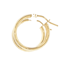 9ct Yellow Gold Diagonal Ribbed Hoop Earrings - Mega Cash Sydney