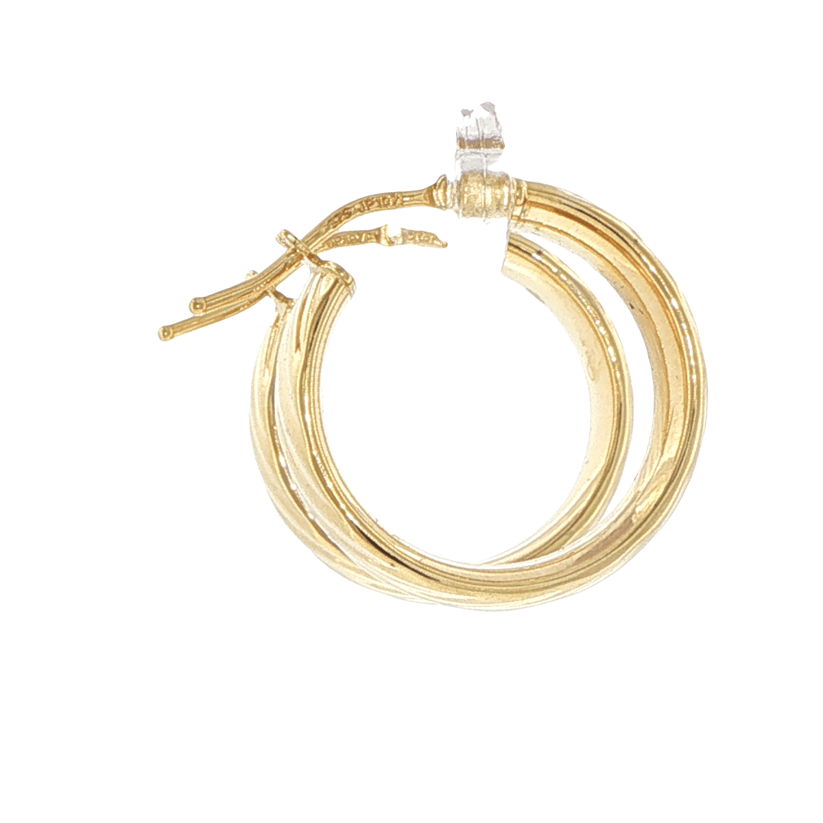 9ct Yellow Gold Diagonal Ribbed Hoop Earrings - Mega Cash Sydney