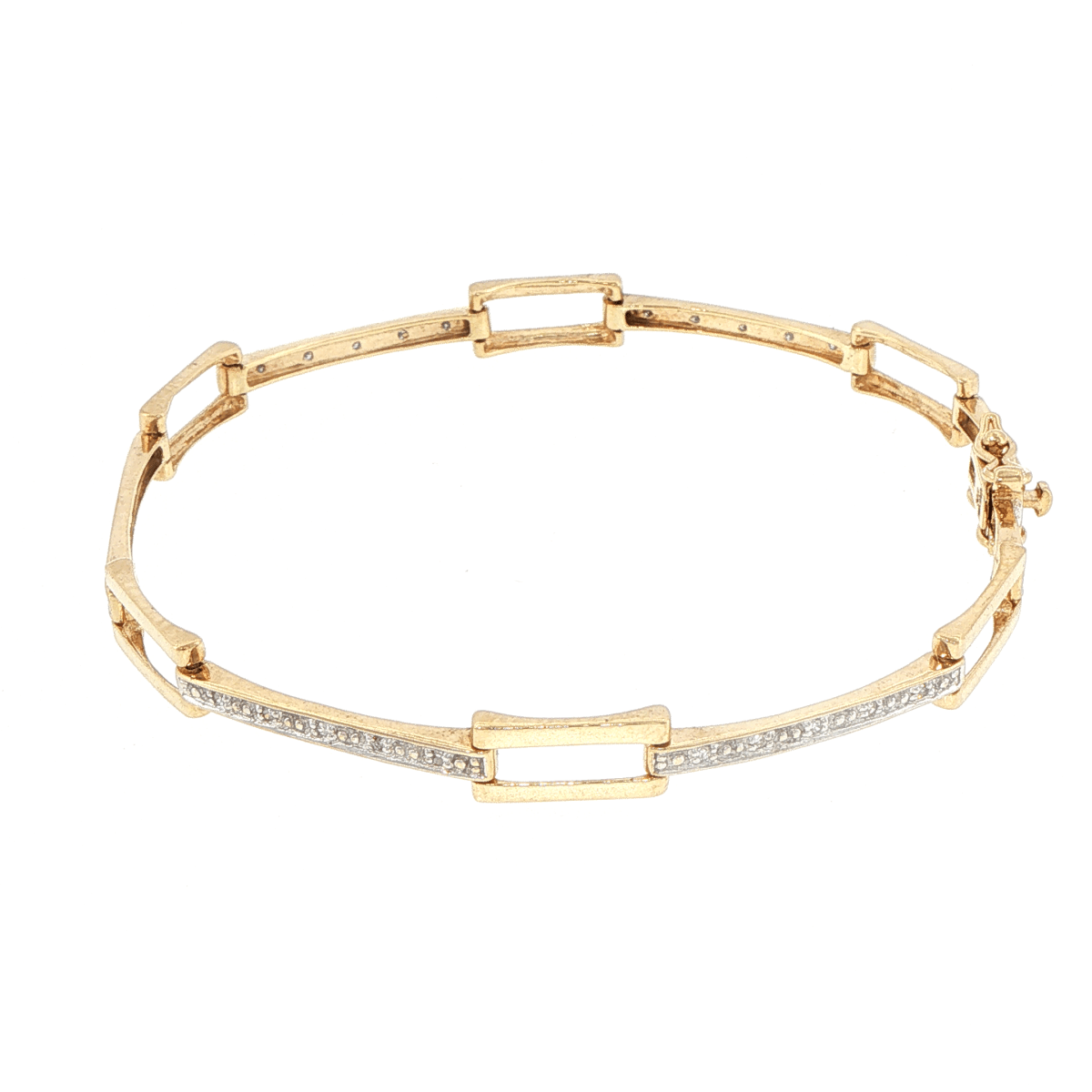 9ct Yellow Gold Diamond Accent Rectangular Link Bracelet - Mega Cash Sydney