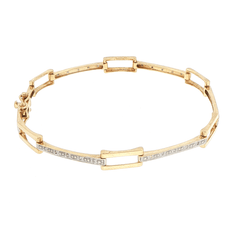 9ct Yellow Gold Diamond Accent Rectangular Link Bracelet - Mega Cash Sydney