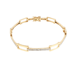 9ct Yellow Gold Diamond Accent Rectangular Link Bracelet - Mega Cash Sydney