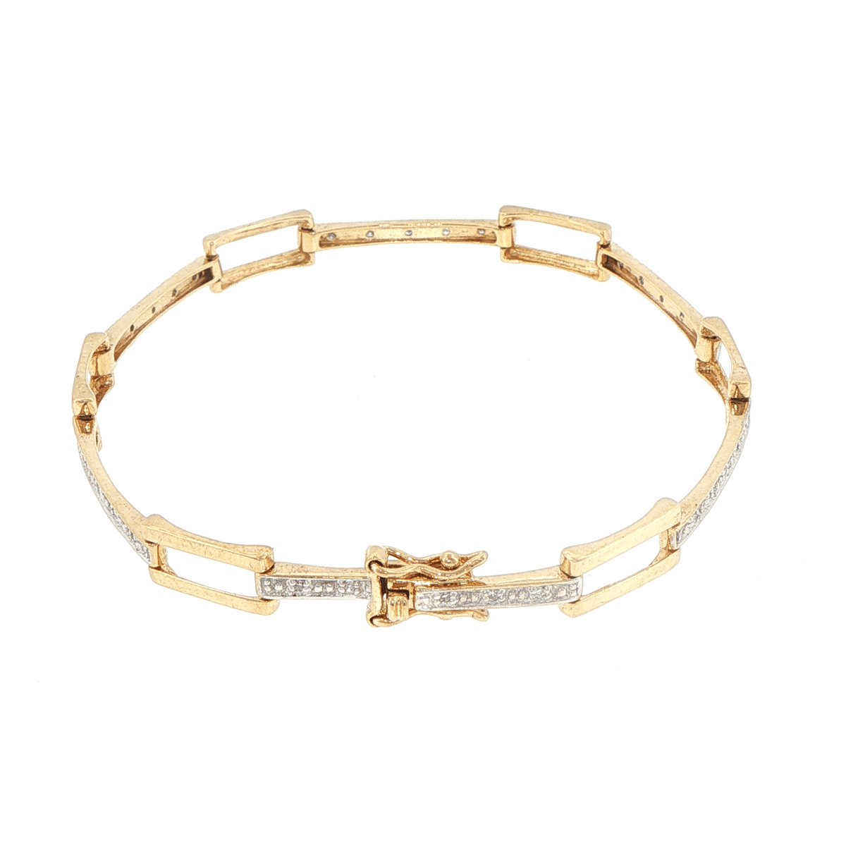 9ct Yellow Gold Diamond Accent Rectangular Link Bracelet - Mega Cash Sydney