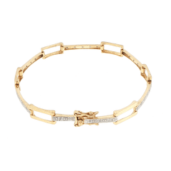 9ct Yellow Gold Diamond Accent Rectangular Link Bracelet - Mega Cash Sydney