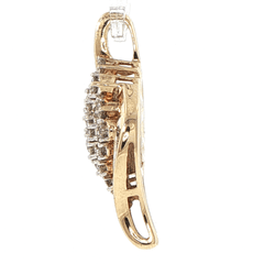 9ct Yellow Gold Diamond Cluster and Baguette Swirl Pendant - Mega Cash Sydney