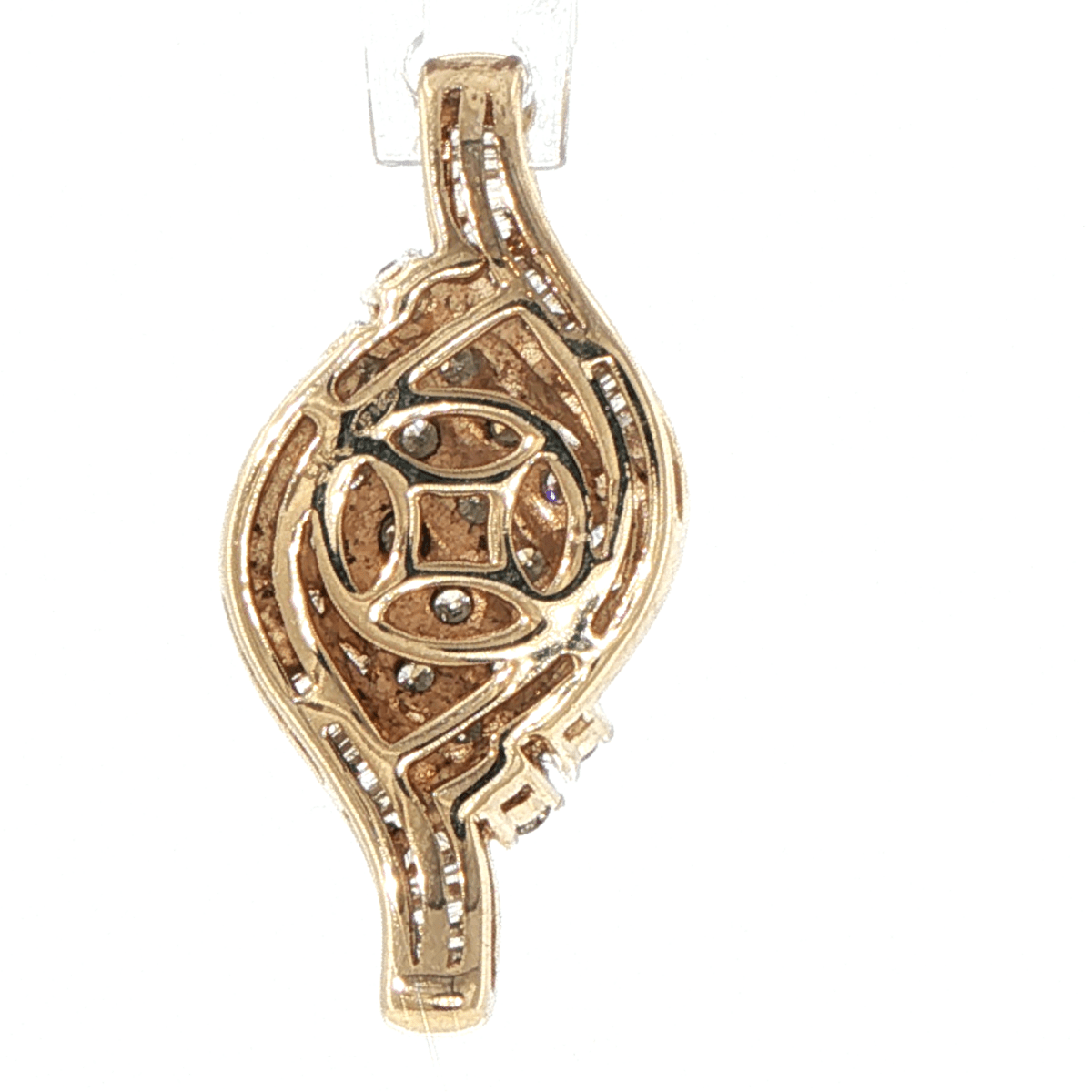 9ct Yellow Gold Diamond Cluster and Baguette Swirl Pendant - Mega Cash Sydney