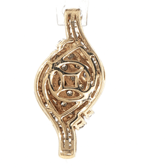 9ct Yellow Gold Diamond Cluster and Baguette Swirl Pendant - Mega Cash Sydney