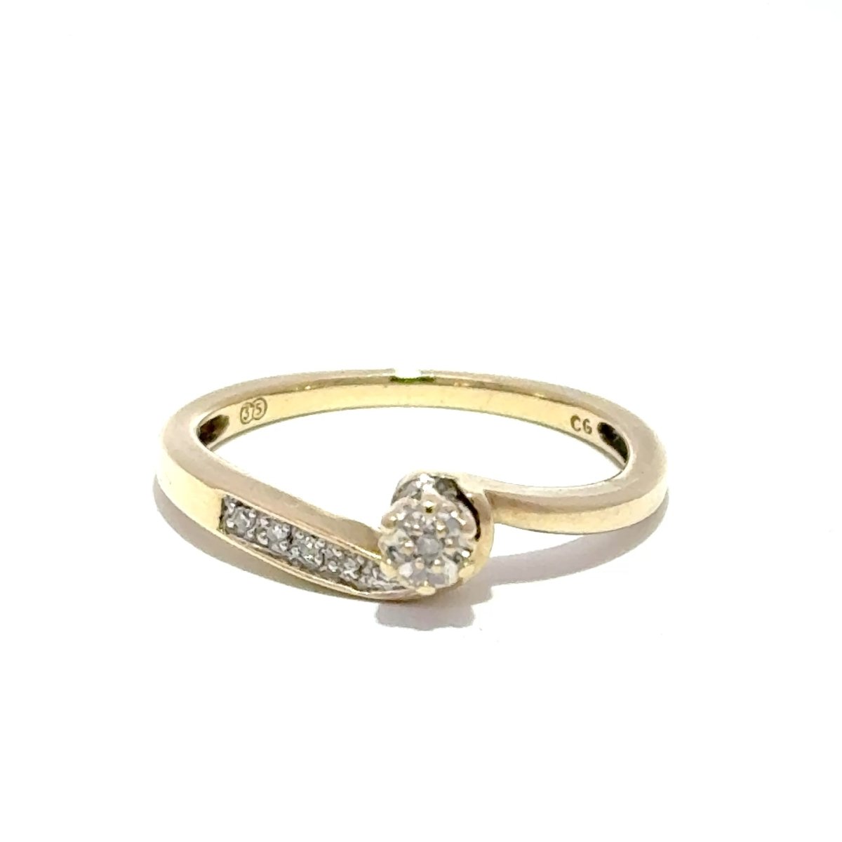 9ct Yellow Gold Diamond Cluster Bypass Ring - Mega Cash Sydney