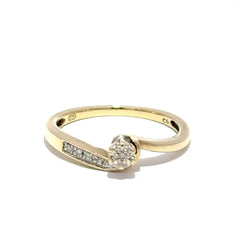 9ct Yellow Gold Diamond Cluster Bypass Ring - Mega Cash Sydney