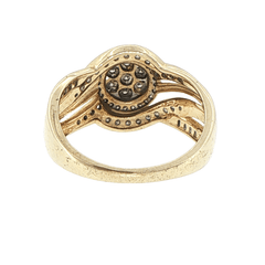 9ct Yellow Gold Diamond Cluster Bypass Ring - Mega Cash Sydney