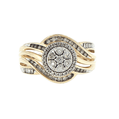9ct Yellow Gold Diamond Cluster Bypass Ring - Mega Cash Sydney