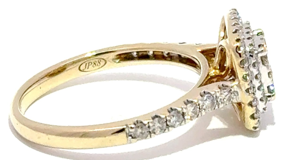 9ct Yellow Gold Diamond Cluster Double Halo Ring - Mega Cash Sydney