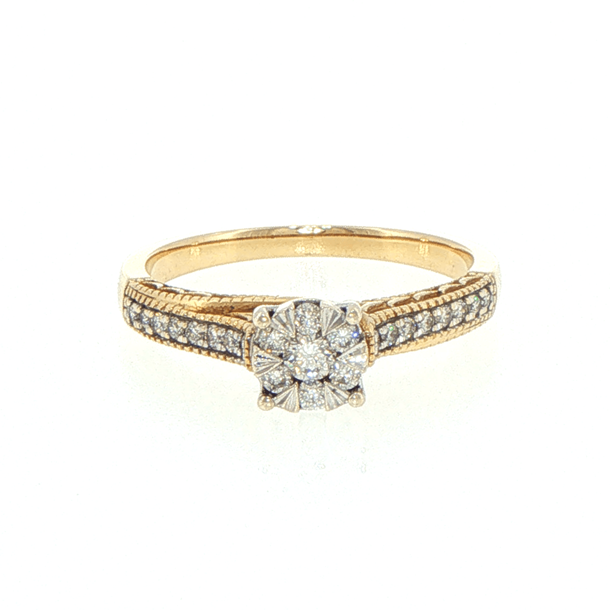 9ct Yellow Gold Diamond Cluster Engagement Ring - Mega Cash Sydney