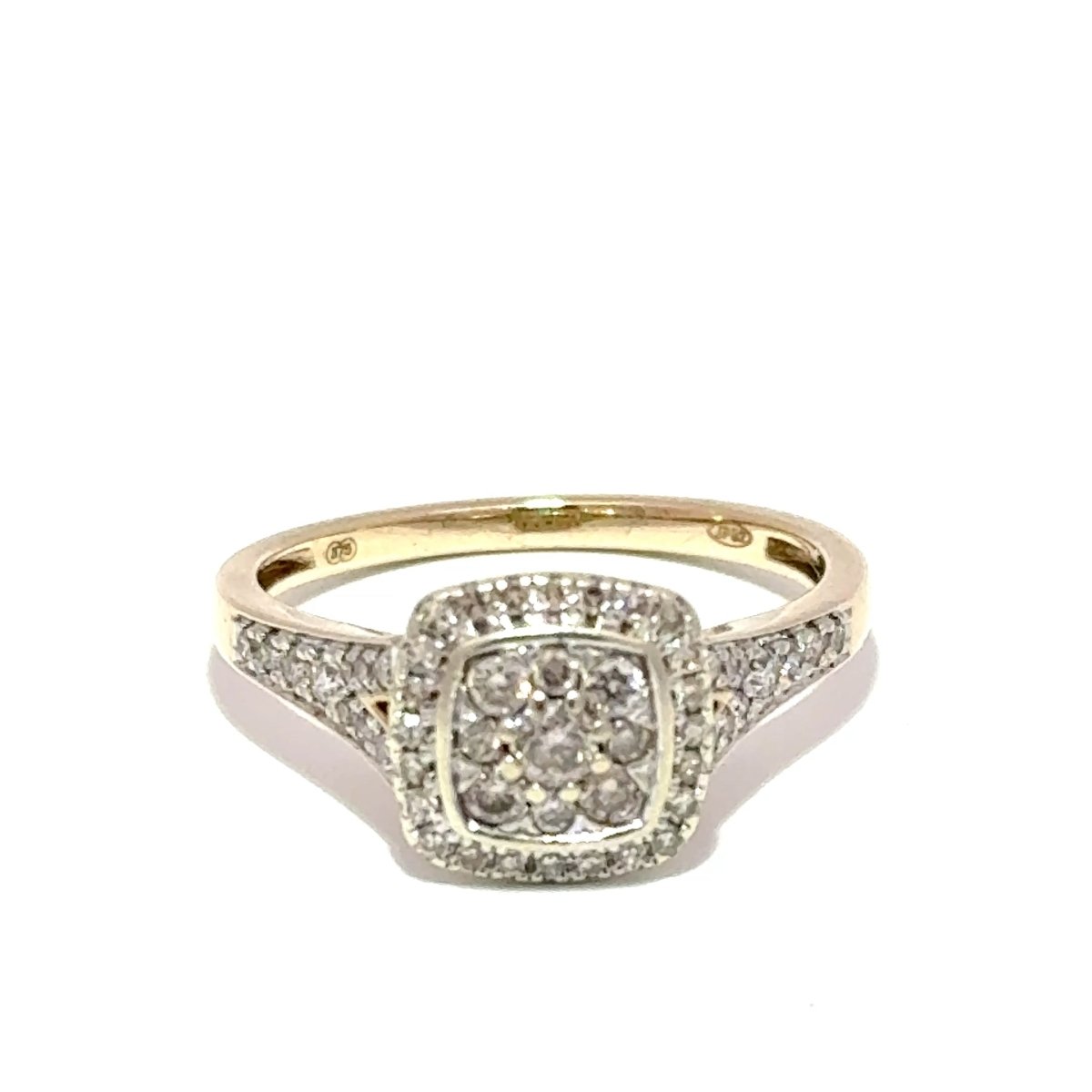 9ct Yellow Gold Diamond Cluster Halo Ring - Mega Cash Sydney
