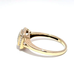 9ct Yellow Gold Diamond Cluster Halo Ring - Mega Cash Sydney