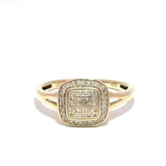 9ct Yellow Gold Diamond Cluster Halo Ring - Mega Cash Sydney
