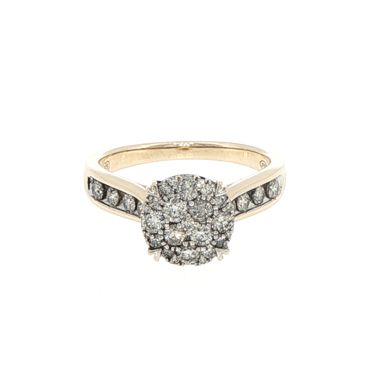9ct Yellow Gold Diamond Cluster Ring with Channel Set Band - Mega Cash Sydney