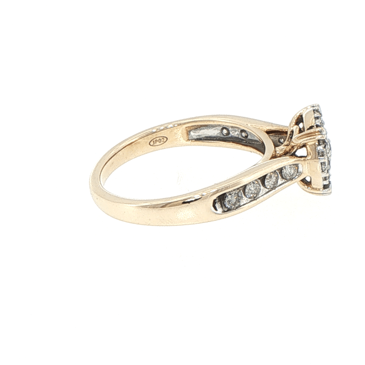 9ct Yellow Gold Diamond Cluster Ring with Channel Set Band - Mega Cash Sydney