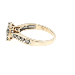 9ct Yellow Gold Diamond Cluster Ring with Channel Set Band - Mega Cash Sydney