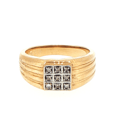 9ct Yellow Gold Diamond Cluster Signet Ring - Mega Cash Sydney