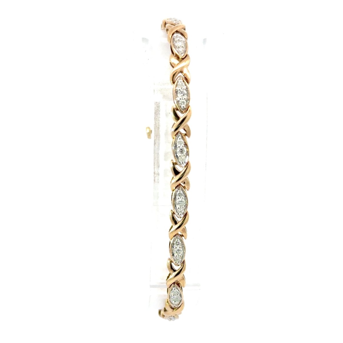 9ct Yellow Gold Diamond Crisscross Link Chain Bracelet - Mega Cash Sydney