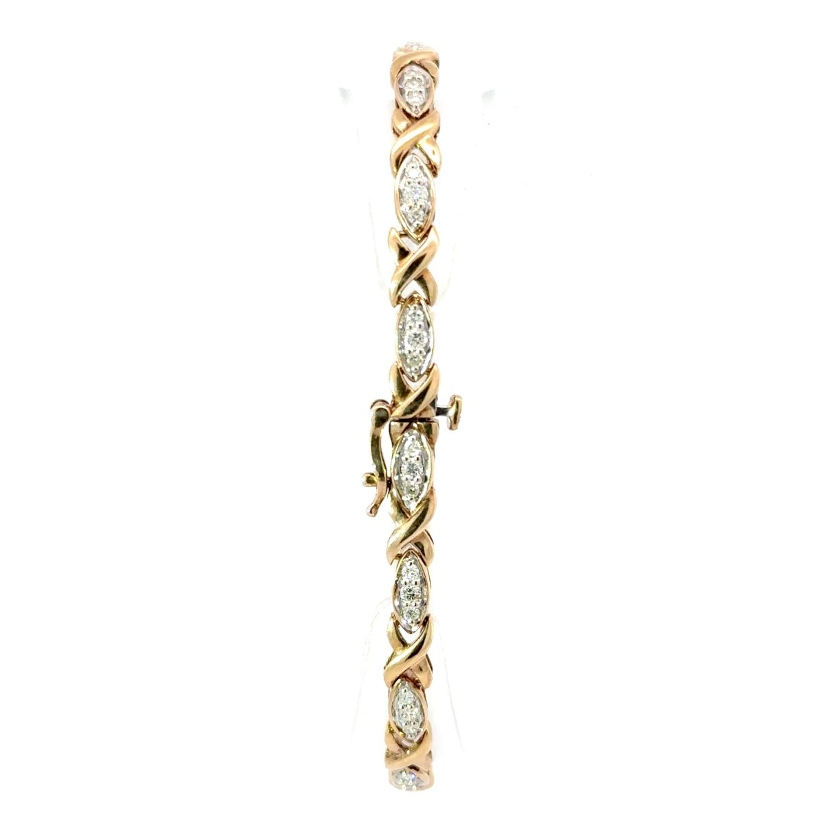 9ct Yellow Gold Diamond Crisscross Link Chain Bracelet - Mega Cash Sydney