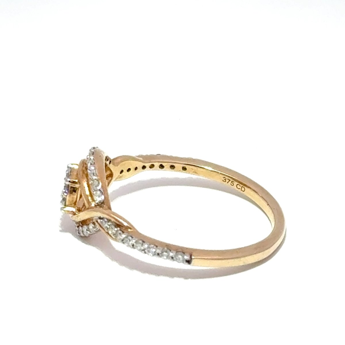 9ct Yellow Gold Diamond Crossover Cluster Ring - Mega Cash Sydney