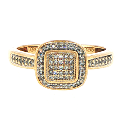 9ct Yellow Gold Diamond Cushion Cluster Cocktail Ring - Mega Cash Sydney